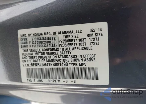 2014 Honda Odyssey Ex z USA, uszkodzony, nr VIN 5FNRL5H41EB081490